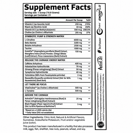 CARNAGE ADVANCED PRE-WORKOUT - Nutrifitt