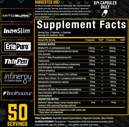 DEMONIO STIM FAT BURNER - Xtremis Cartel