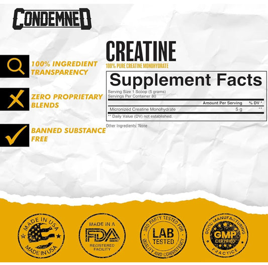 Creatine Monohydrate (80 servings) - Condemned Labz