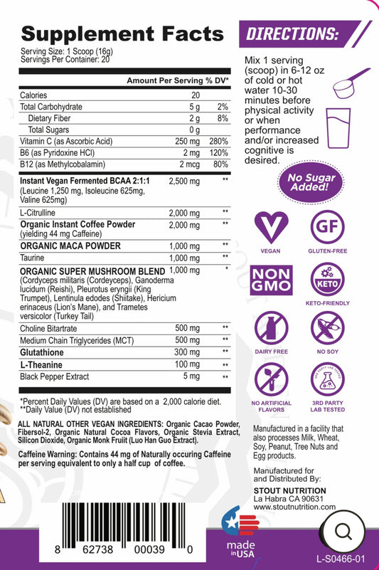 SUPER MUSHROOM COFFEE MACA - STOUT NUTRITION