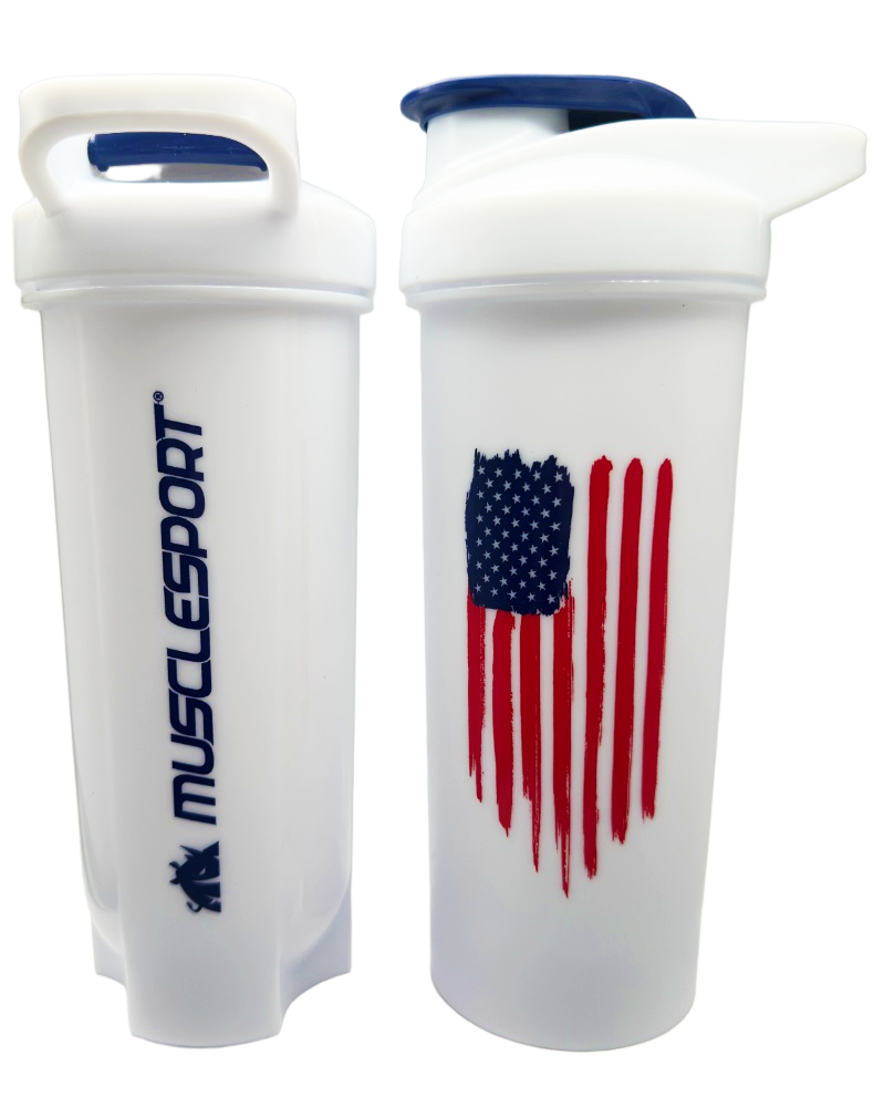 OFFICIAL MUSCLESPORT TALL AMERICAN FLAG WHITE-SHAKER 28OZ