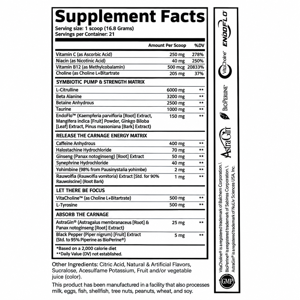 CARNAGE ADVANCED PRE-WORKOUT - Nutrifitt