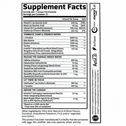 CARNAGE ADVANCED PRE-WORKOUT - Nutrifitt