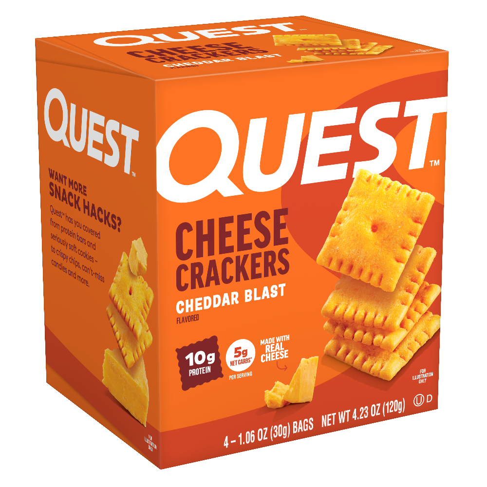 Quest Cheddar Blast Cheese Crackers Full Box