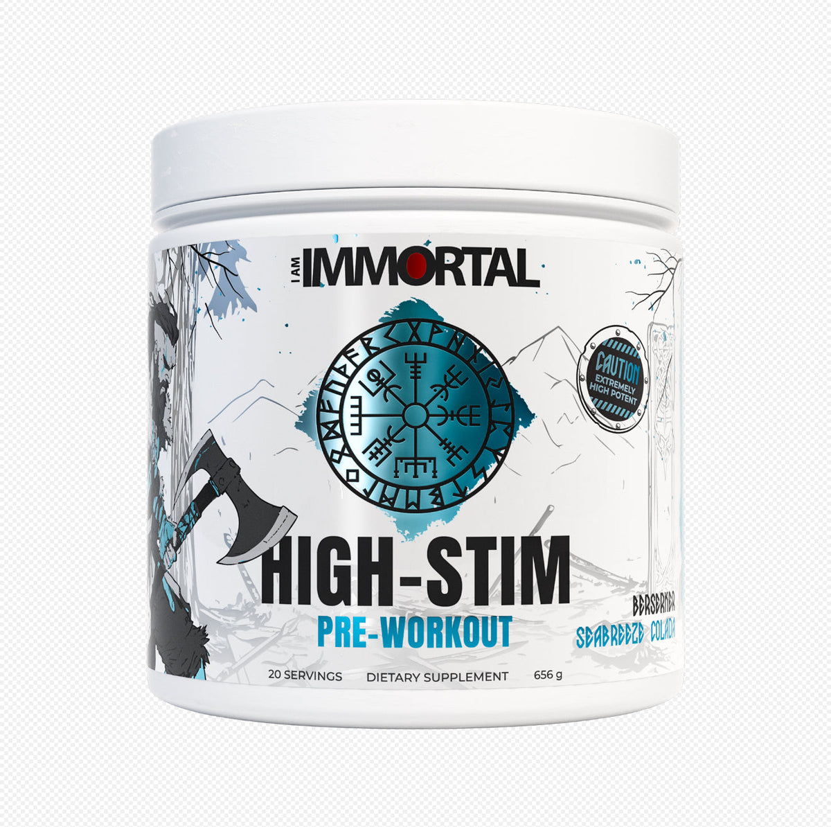 I Am Immortal High Stim Pre-Workout Berserker Seabreeze Colada front