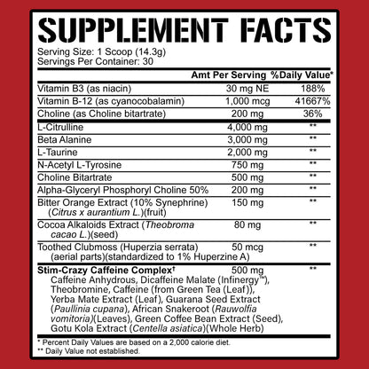 5150 Stim Crazy Pre-Workout - 5% Nutrition