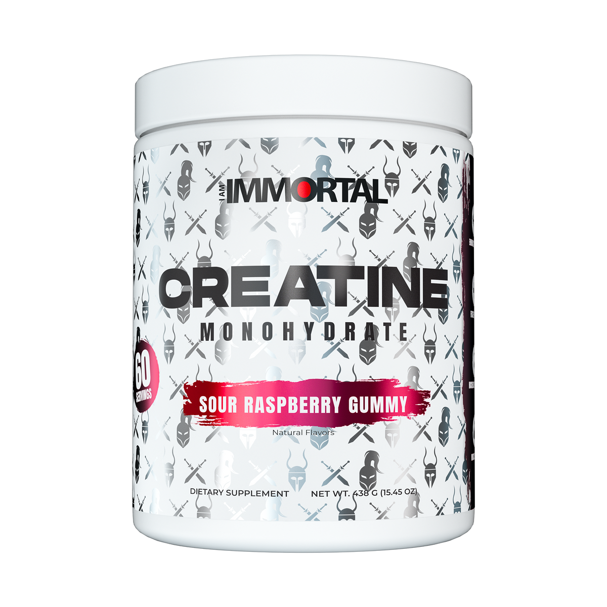 I Am Immortal Creatine Monohydrate Sour Raspberry Gummy tub front