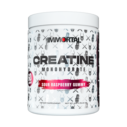 I Am Immortal Creatine Monohydrate Sour Raspberry Gummy tub front