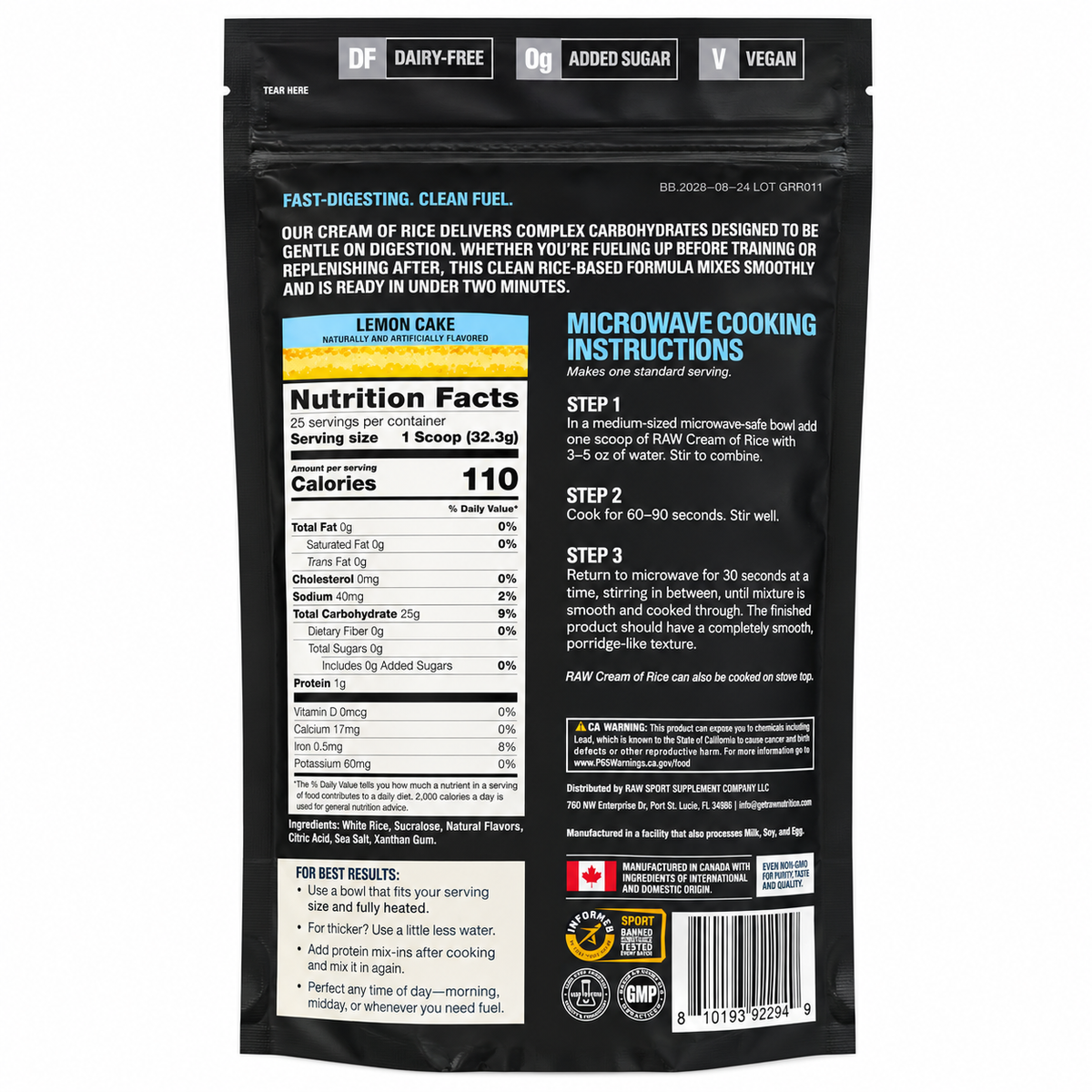 Cream of Rice - Raw Nutrition