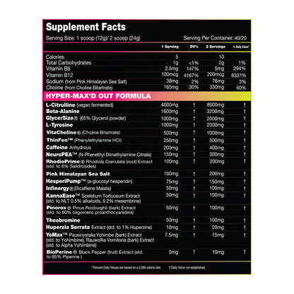 HYPERMAX'D OUT FULLY DOSED PRE WORKOUT-PERFORMAX LABS