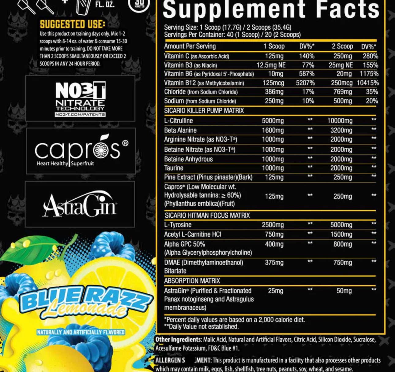 SICARIO STIM FREE PRE WORKOUT - Xtremis Cartel