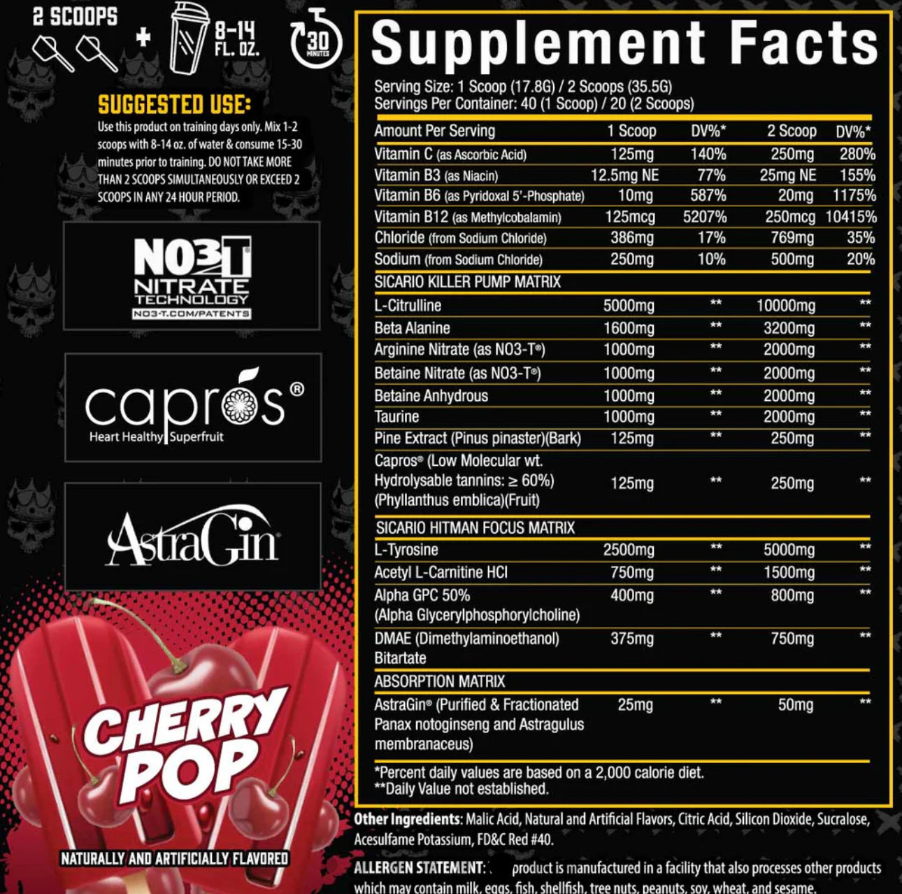 SICARIO STIM FREE PRE WORKOUT - Xtremis Cartel