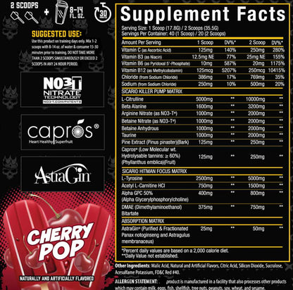 SICARIO STIM FREE PRE WORKOUT - Xtremis Cartel