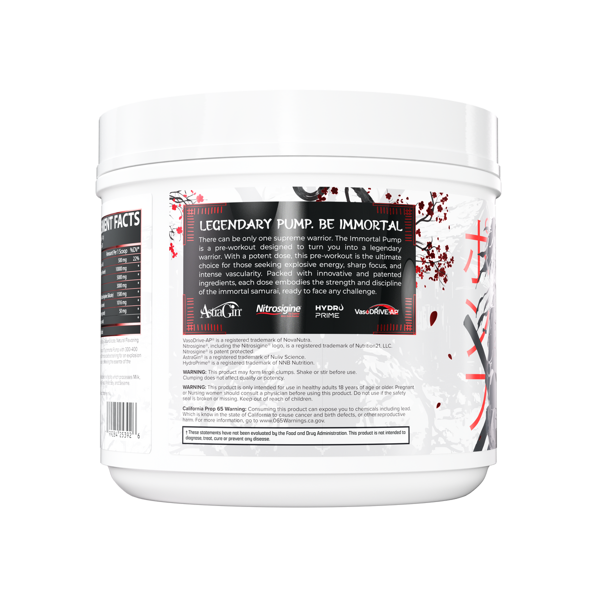 I Am Immortal Pump Stacker Non-Stim Pre-Workout supplement facts