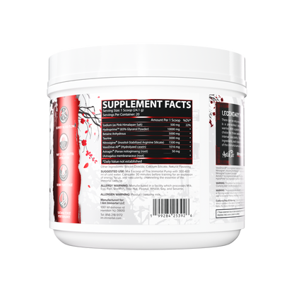 I Am Immortal Pump Stacker Non-Stim Pre-Workout back