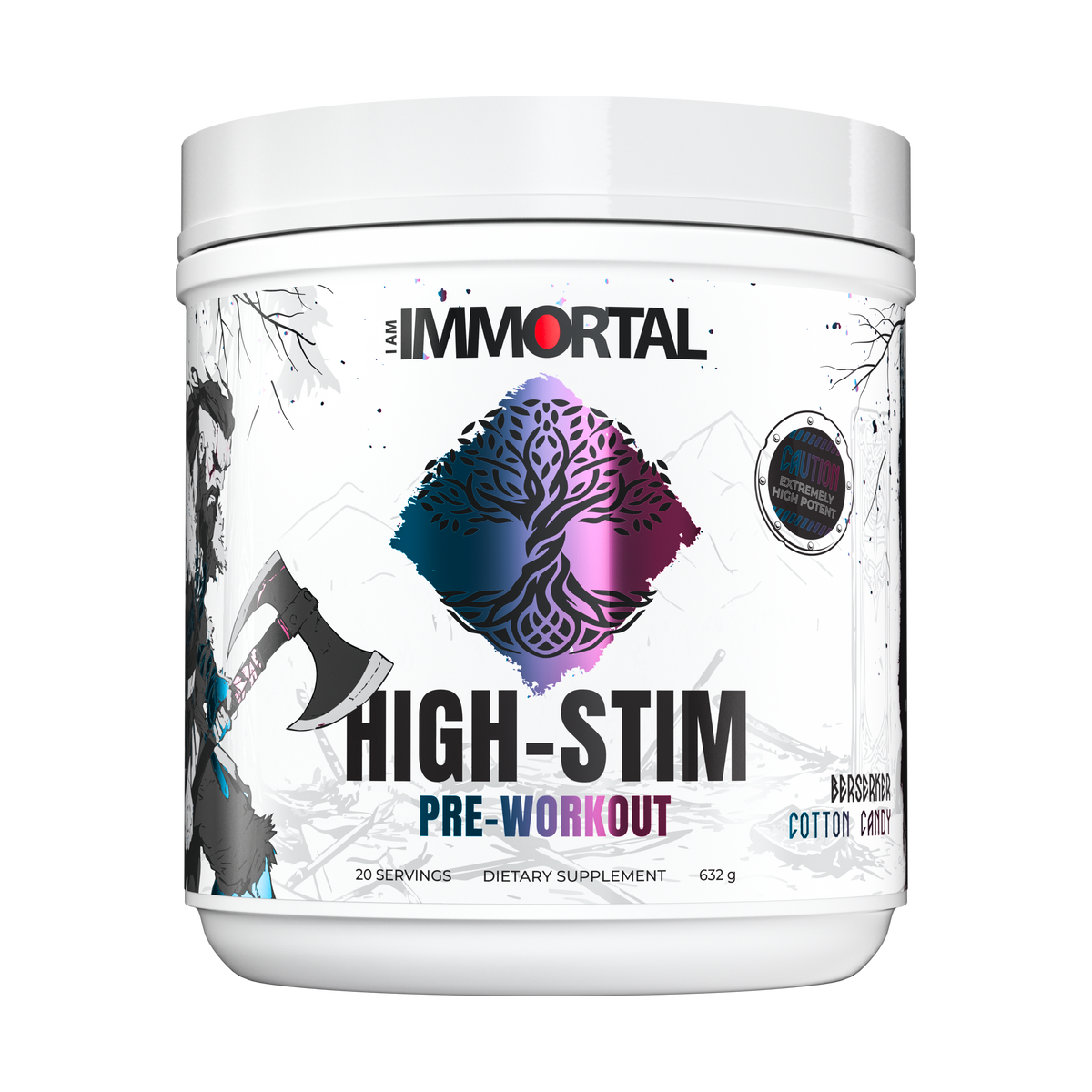 I Am Immortal High Stim Pre-Workout Berserker Cotton Candy front