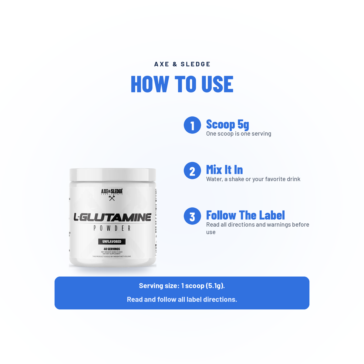 GLUTAMINE // MUSCLE RECOVERY & REPAIR - AXE & SLEDGE SUPPLEMENTS