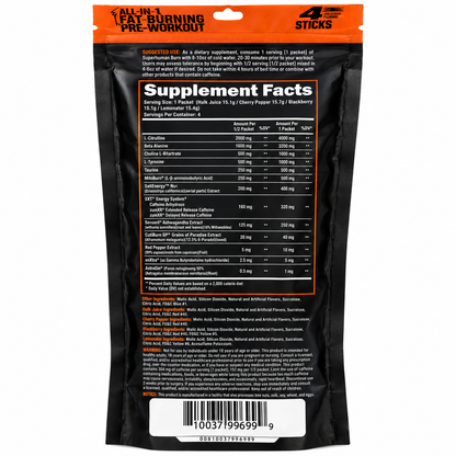 Super Human Burn 4-IN-1 FAT BURNNING PRE WORKOUT STICK PACKS