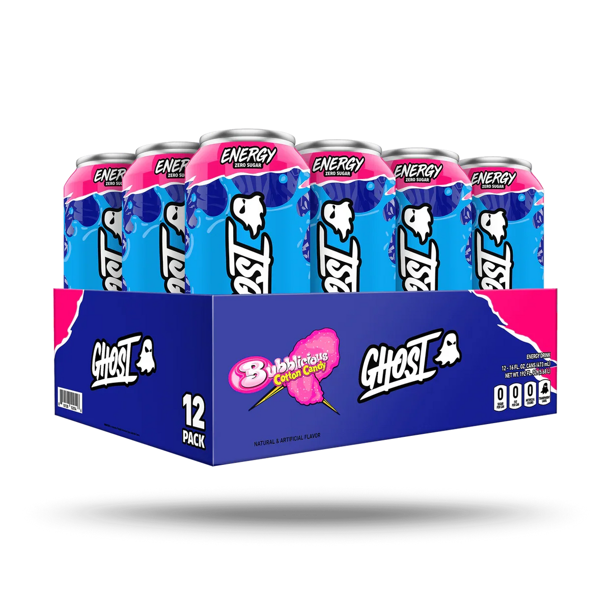 GHOST Energy Bubblicious Cotton Candy 12-Pack Case