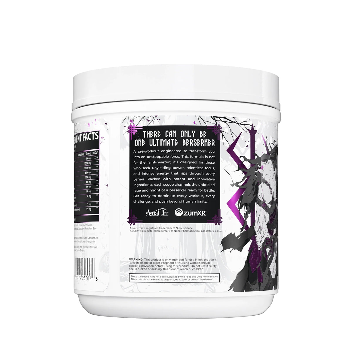 I Am Immortal High Stim Pre-Workout Berserker Grape Juice supplement facts