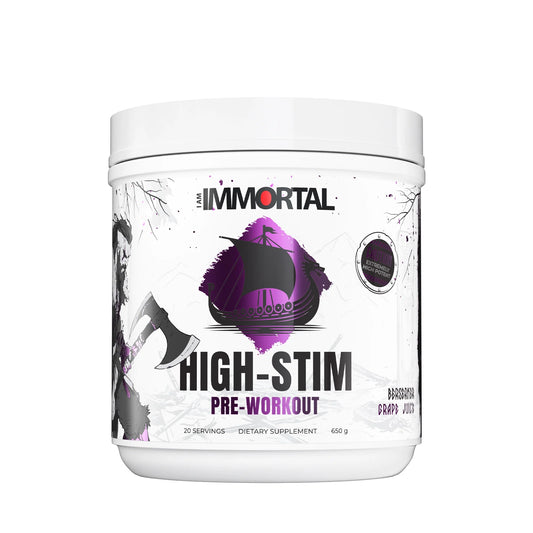 I Am Immortal High Stim Pre-Workout Berserker Grape Juice front