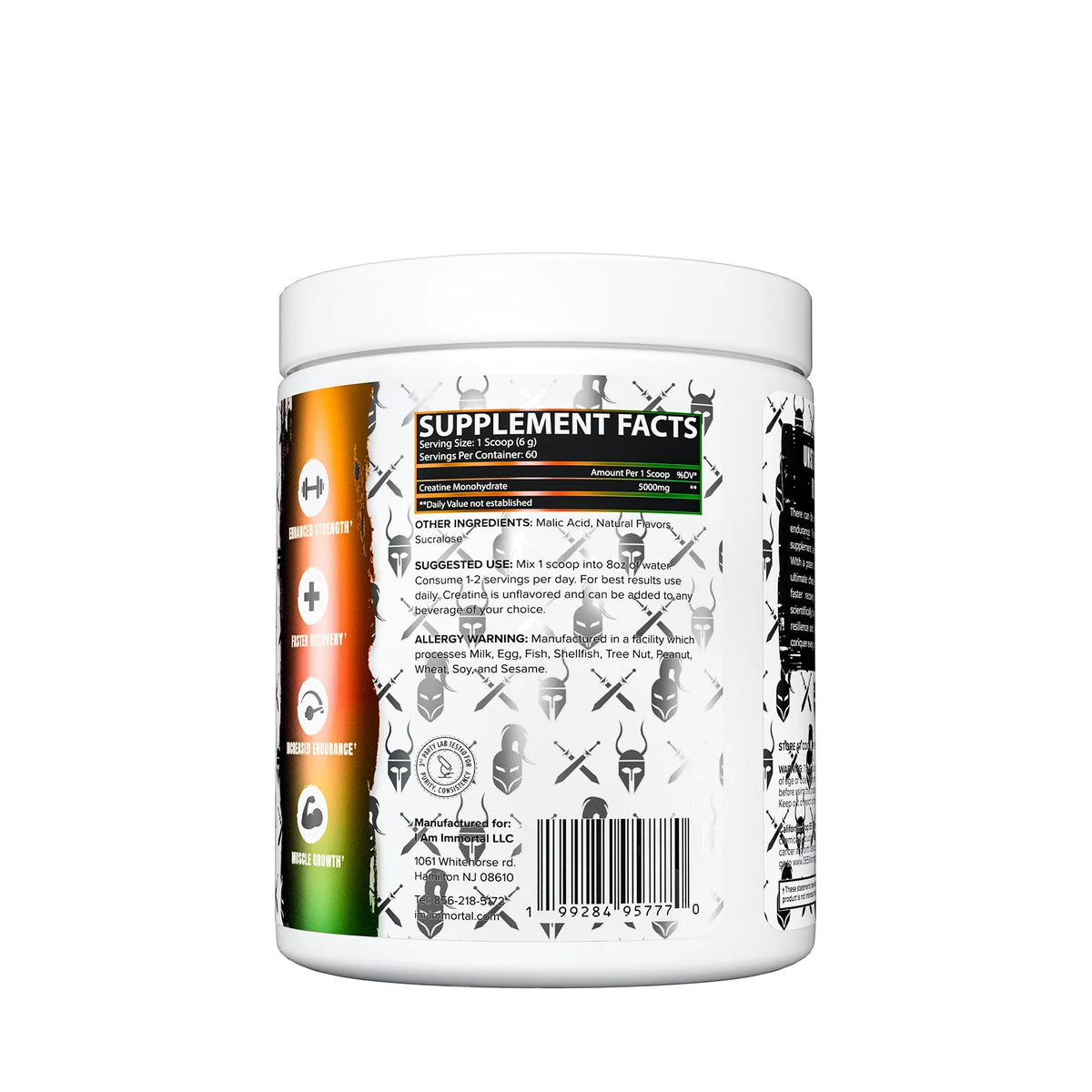 I Am Immortal Creatine Monohydrate Peach Mango tub back