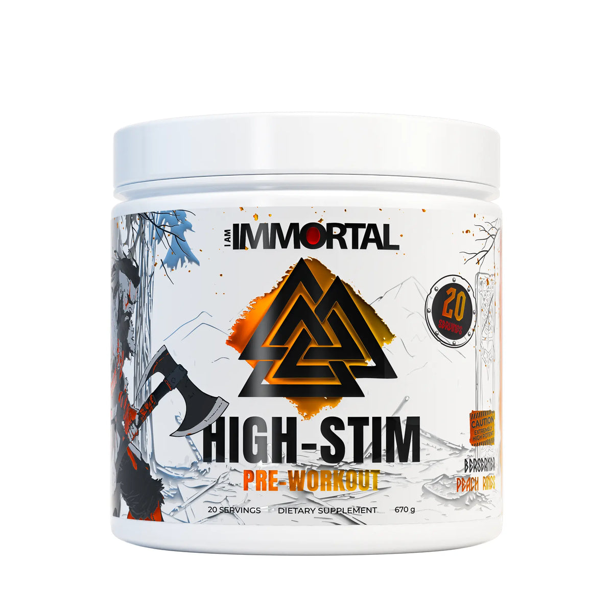 I Am Immortal High Stim Pre-Workout Berserker Peach Rings front