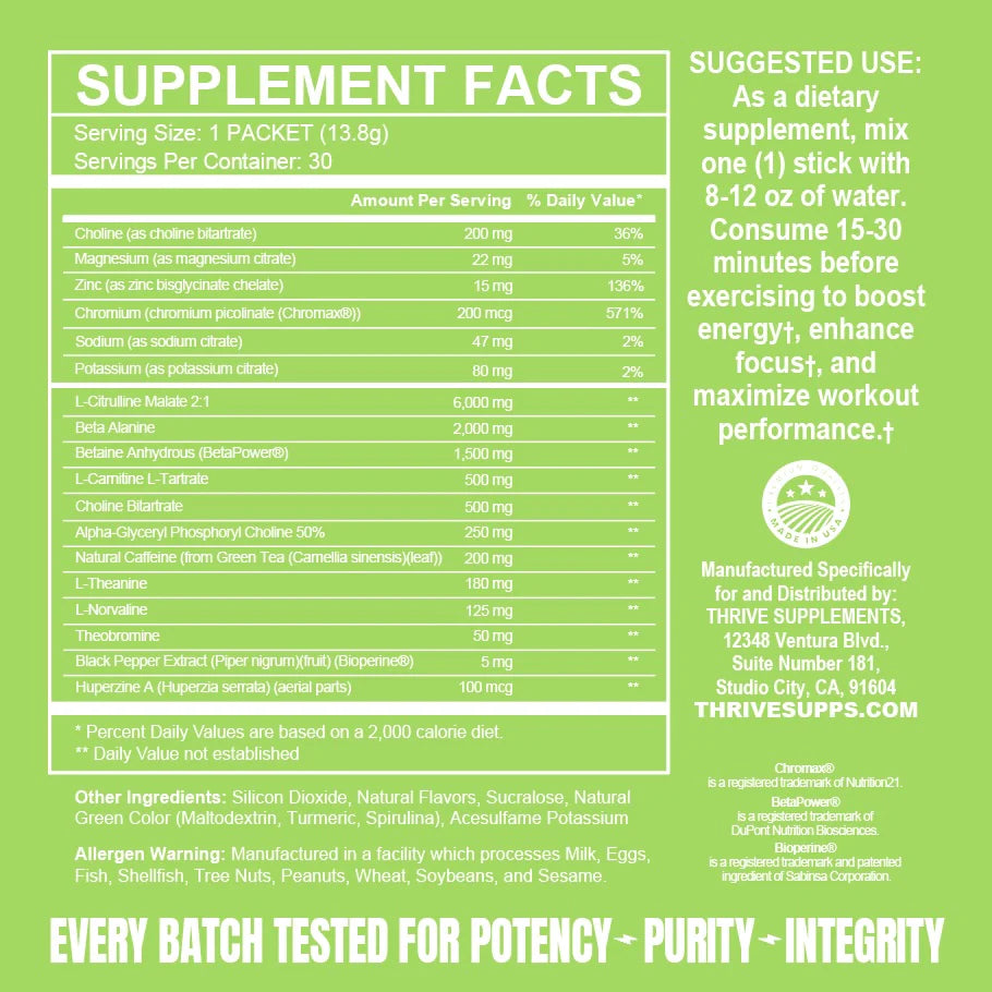 PRE-WORKOUT (30 SERVINGS) - THRIVE SUPPLEMENTS