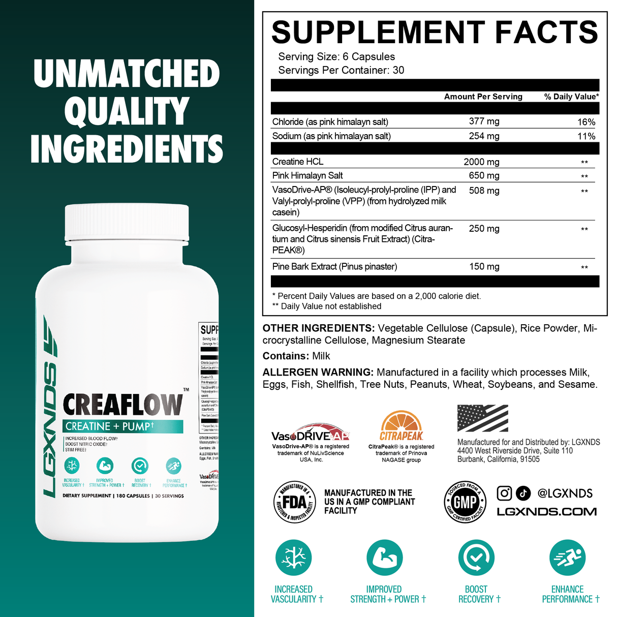 Creaflow - Creatine + Pump Capsules - LGXNDS