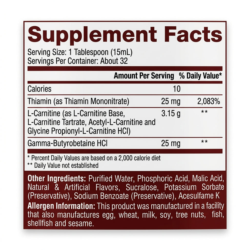 Liquid L-Carnitine 3150 Stimulant-Free Weight Loss Support - 5% Nutrition