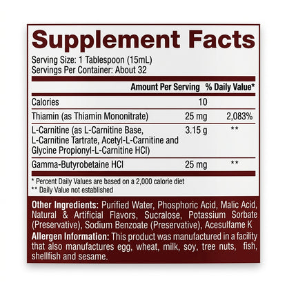 Liquid L-Carnitine 3150 Stimulant-Free Weight Loss Support - 5% Nutrition