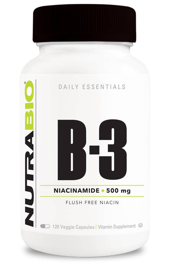 NutraBio - B3 Niacinamide (500mg) 120 Vegetable Capsules - Prime Sports Nutrition