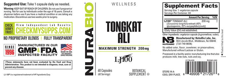 Tongkat Ali - Nutrabio - Prime Sports Nutrition