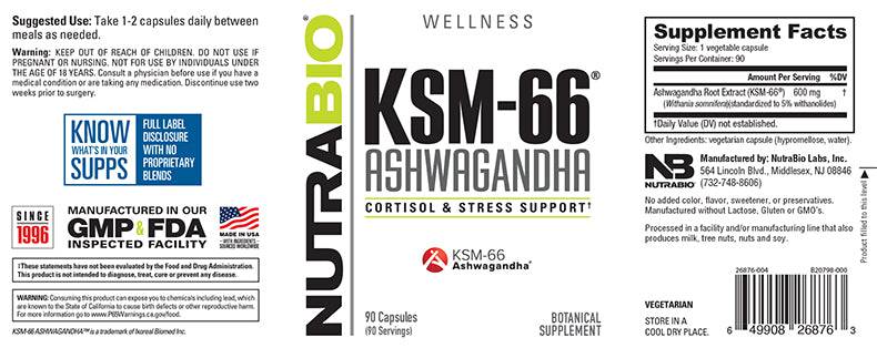 Ashwagandha KSM-66 - Nutrabio - Prime Sports Nutrition