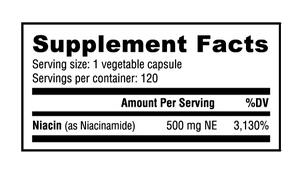 NutraBio - B3 Niacinamide (500mg) 120 Vegetable Capsules - Prime Sports Nutrition